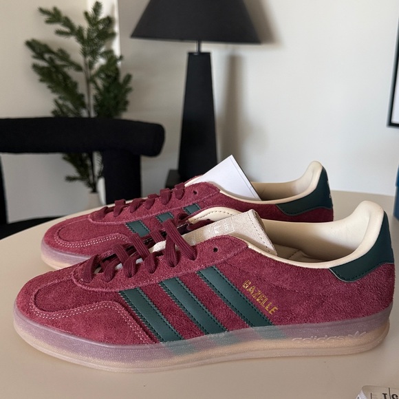 Adidas Gazelle Indoor Burgundy and Green Sneakers new in box - Picture 7 of 10